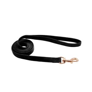 Accent Microfiber Dog Leash, Mod Black with Leopard Bow, 5/8" x 06'
