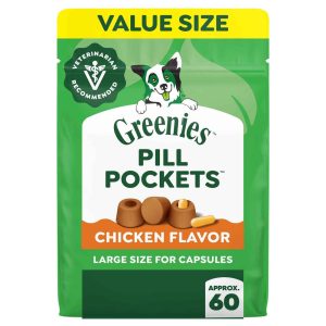 Greenies Pill Pockets Chicken Flavor Soft Dog Treats, Large, 15.8 Ounce Pouch
