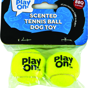 Play On Dog Toy, Tuff Tennis Ball, 2 Pack, BBQ Scent, 1.5 Inches