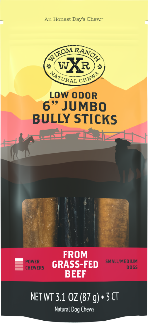 Wixom Ranch Natural Chews Low Odor Jumbo Bully Stick, 6 Inches - Image 2