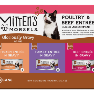 Mitten's Morsels Gloriously Gravy Poultry & Beef Sliced Variety Pack Wet Cat Food, 3 Ounces, 24 Cans