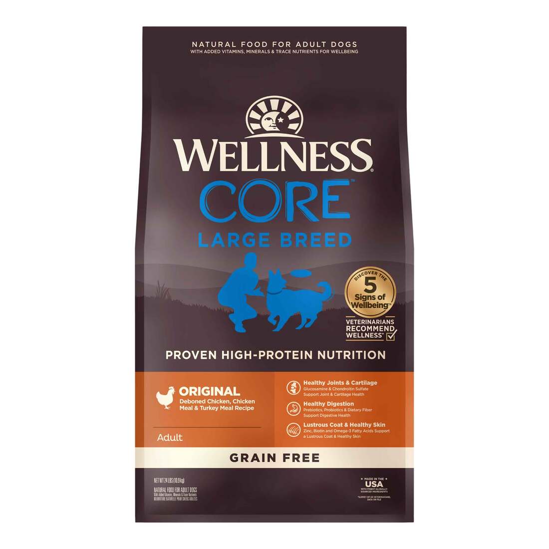 Wellness CORE Natural Grain Free Dry Dog Food, Large Breed, 24-Pound Bag