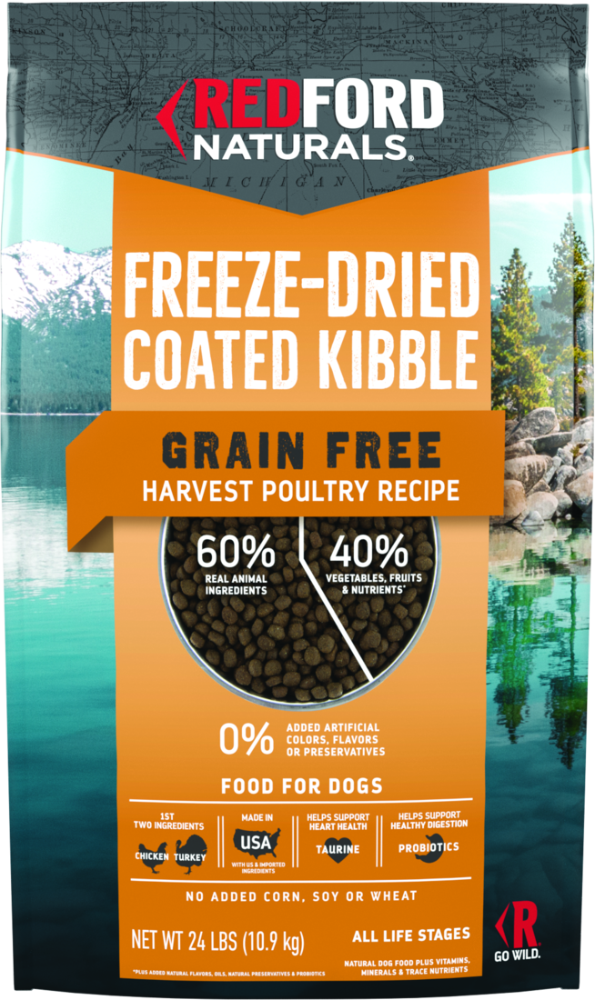 Redford Naturals Grain Free Freeze-Dried Coated Kibble Dry Dog Food, Harvest Poultry Recipe