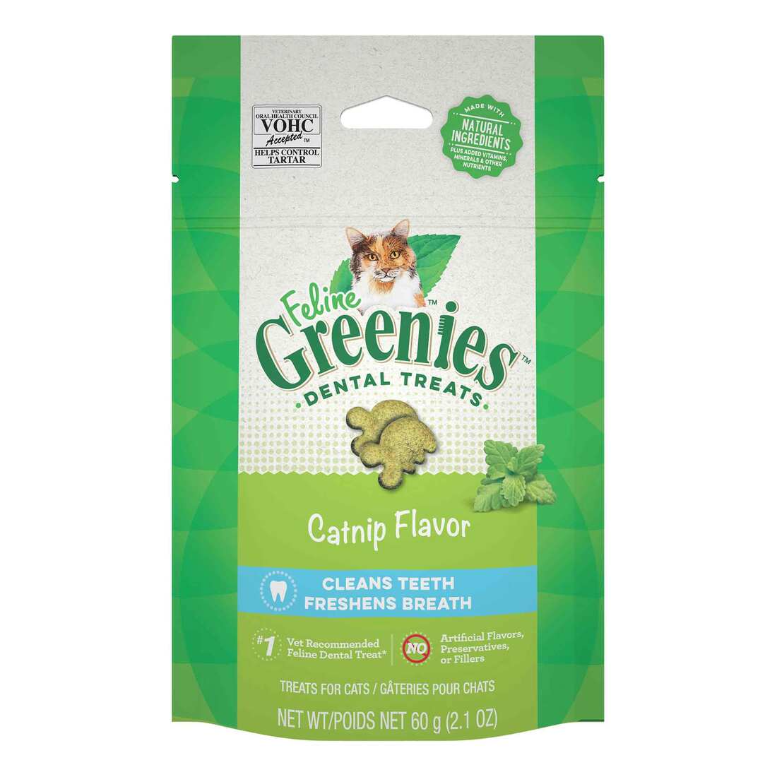 FELINE GREENIES Adult Natural Dental Care Cat Treats, Catnip Flavor