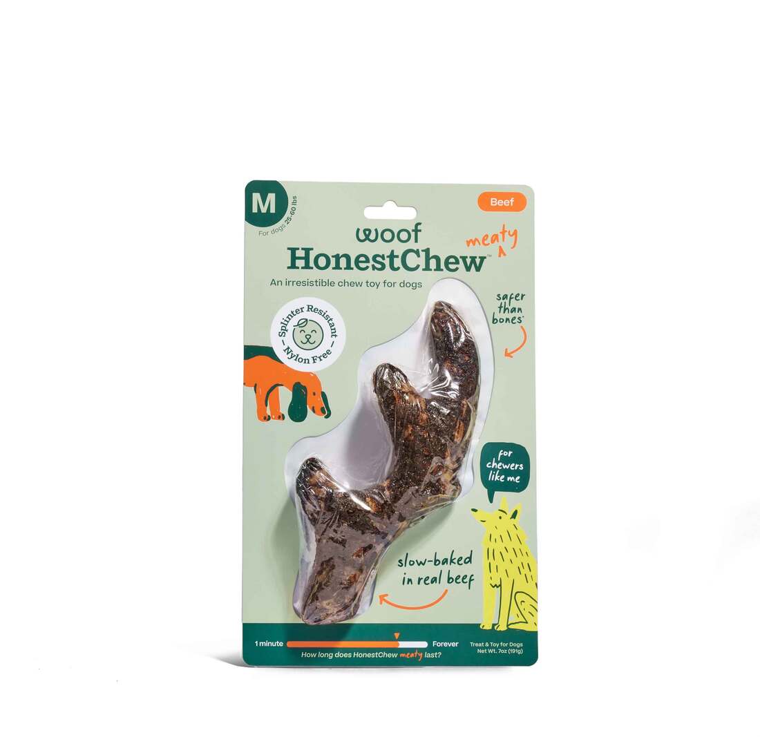 Woof HonestChew Meaty Beef Antler Dog Toy - Image 2