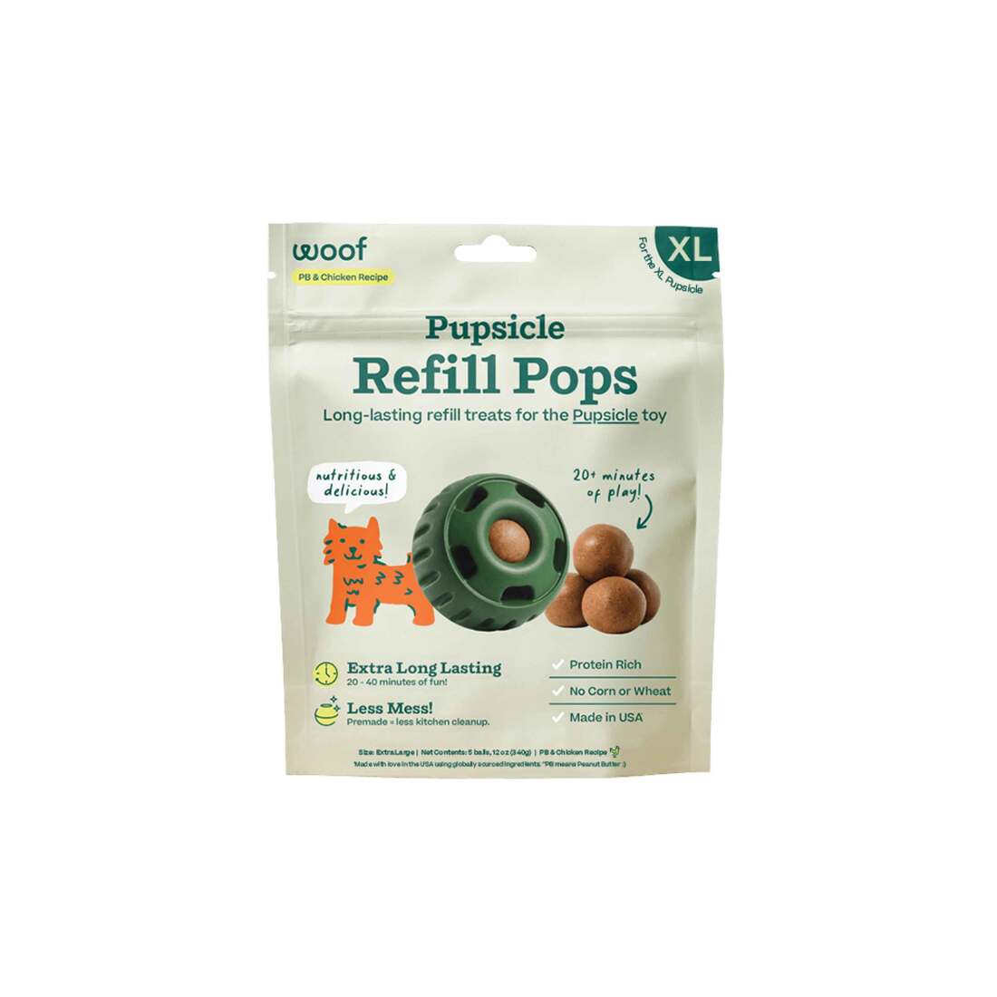 Woof Pupsicle Refill Pops Dog Treat, Chicken, Extra Large, 12 Ounces