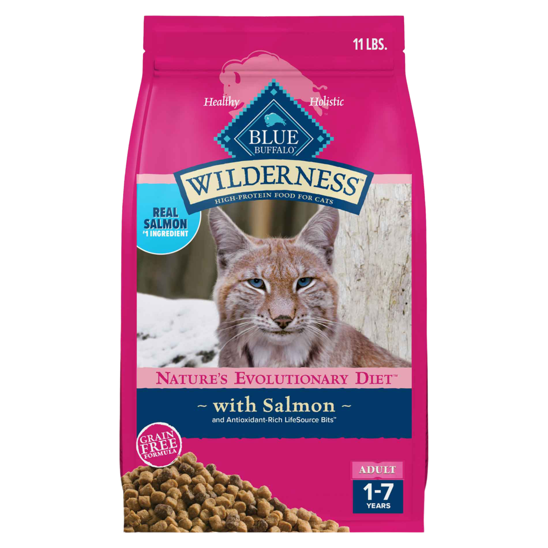 Blue Buffalo Wilderness Grain Free Adult Natural Dry Cat Food, Salmon, 11 Pounds
