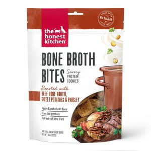 The Honest Kitchen Bone Broth Bites Dog Treats, Roasted with Beef Bone Broth & Sweet Potatoes, 8 Oun
