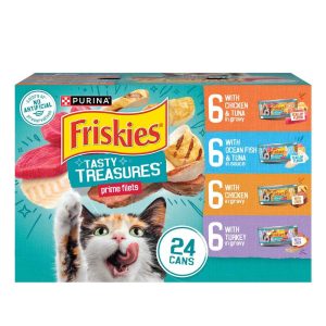 Purina Friskies Wet Cat Food Variety Pack, Tasty Treasures Prime Filets (With Chicken and Tuna, With