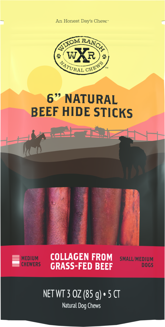 Wixom Ranch Natural Chews Collagen Beef Hide Stick, 6 Inches - Image 2