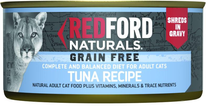 Redford Naturals Natural Wet Cat Food, Adult Grain Free Tuna Shreds in Gravy, 3 Ounces