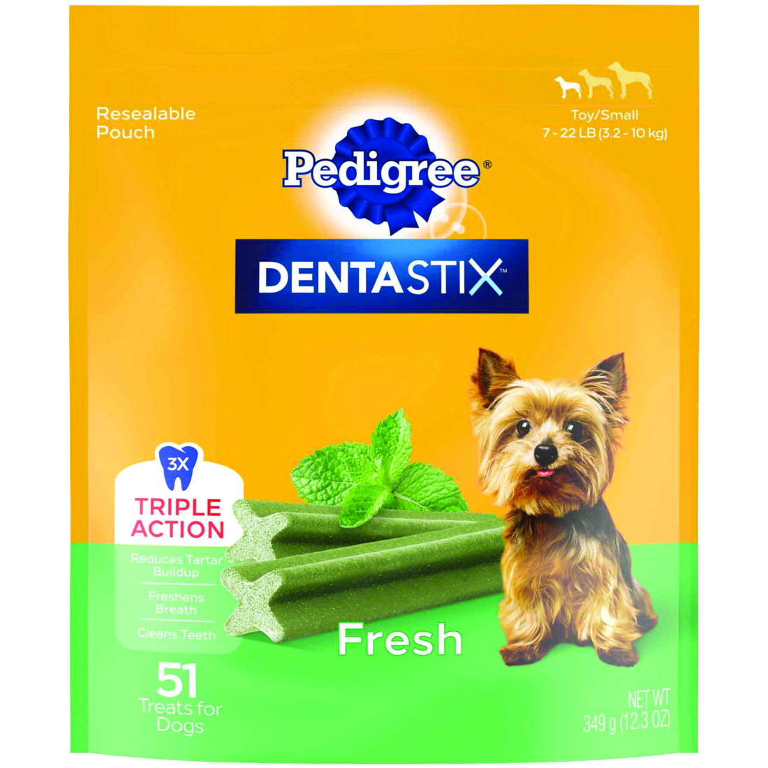 Pedigree Dentastix Dental Dog Treats for Toy/Small Dogs - Fresh Flavor Dental Bones, 12.66 Ounces Pa