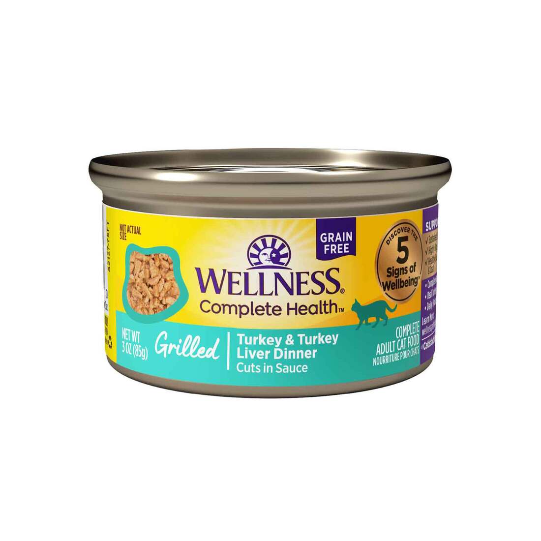 Wellness Complete Health Grilled, Adult Natural Grain-Free Wet Cat Food, Turkey and Turkey Liver Din