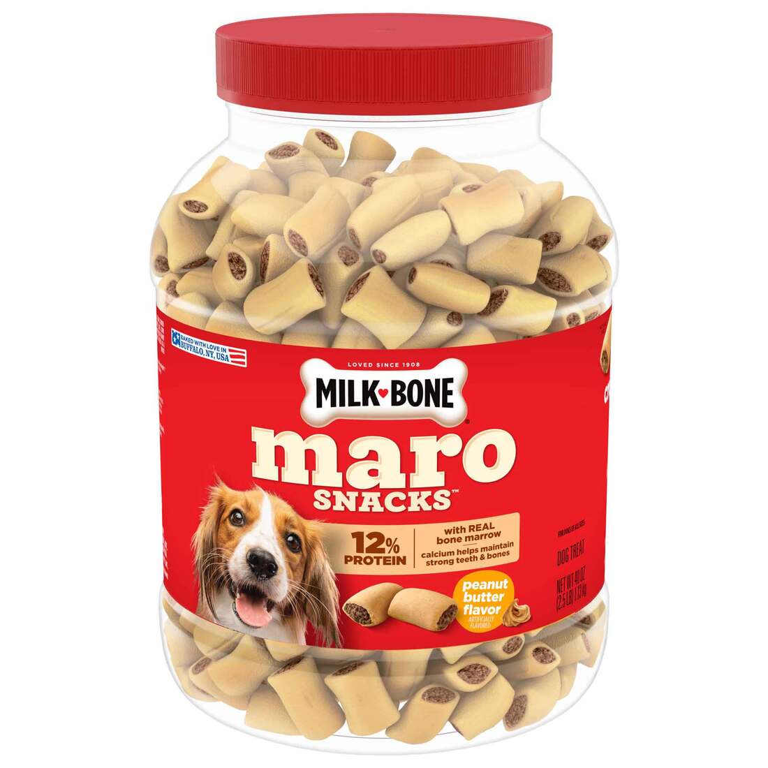 Milk-Bone MaroSnacks Peanut Butter Flavor (Artificially Flavored) Dog Treats with Real Bone Marrow,