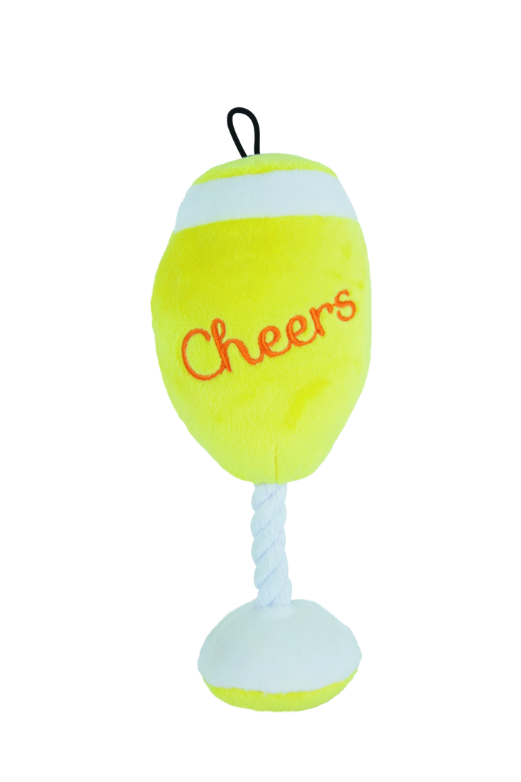 Play On Plush Champagne Glass Dog Toy