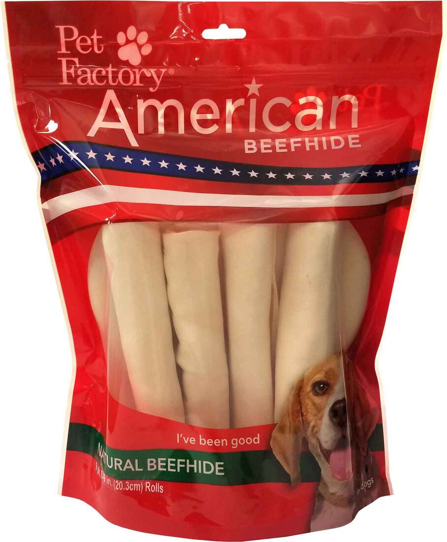Pet Factory American Beefhide Rolls, 8-9 Inches (9 Pack)