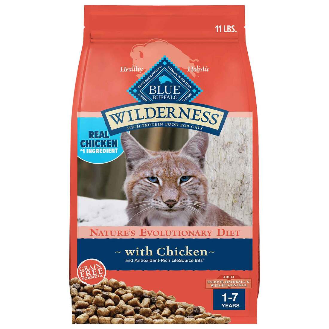 Blue Buffalo Wilderness Grain-Free Adult Natural Indoor Hairball Control and Weight Control Dry Cat