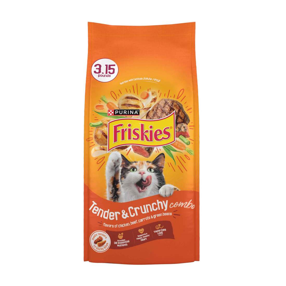 Purina Friskies Tender and Crunch'd With Flavors of Chicken, Beef, Carrots and Green Beans - 3.15 Po