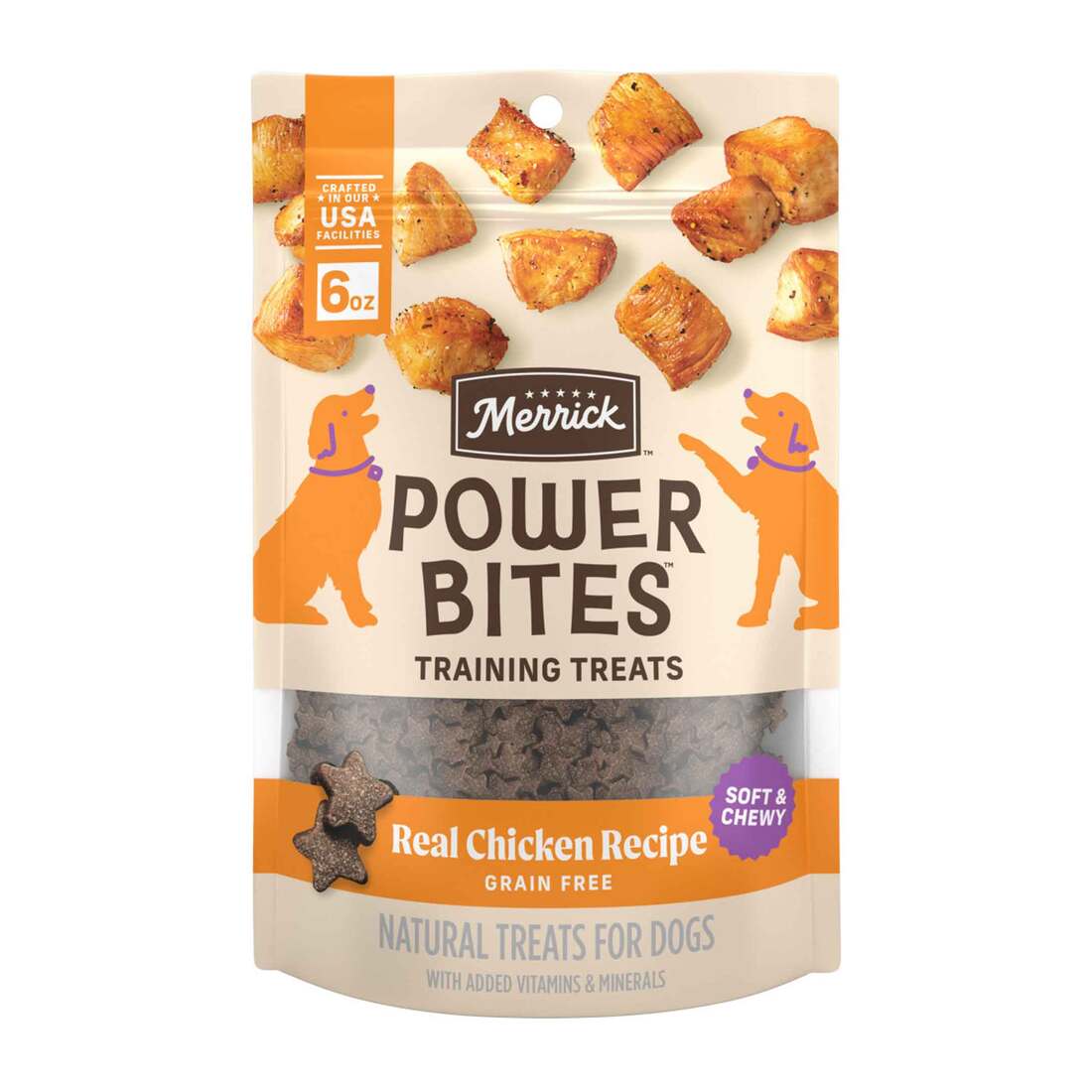 Merrick Power Bites Natural Soft And Chewy Real Meat Dog Treats, Chicken Recipe - 6 Ounce Bag