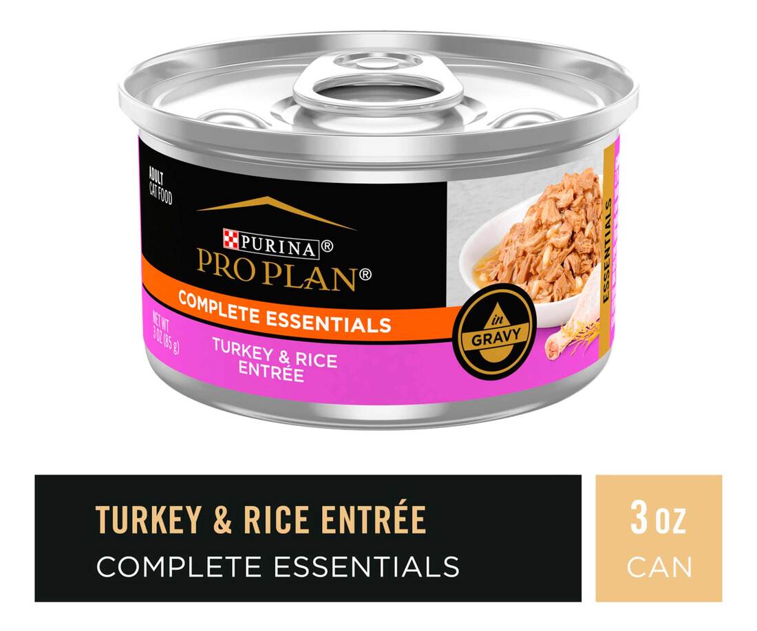 Purina Pro Plan COMPLETE ESSENTIALS Wet Cat Food, High Protein Turkey & Rice Entree in Gravy, 3 Ounc