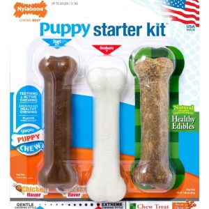 Nylabone Puppy Starter Kit (Puppybone/Edible Bacon/DuraChew Chicken)