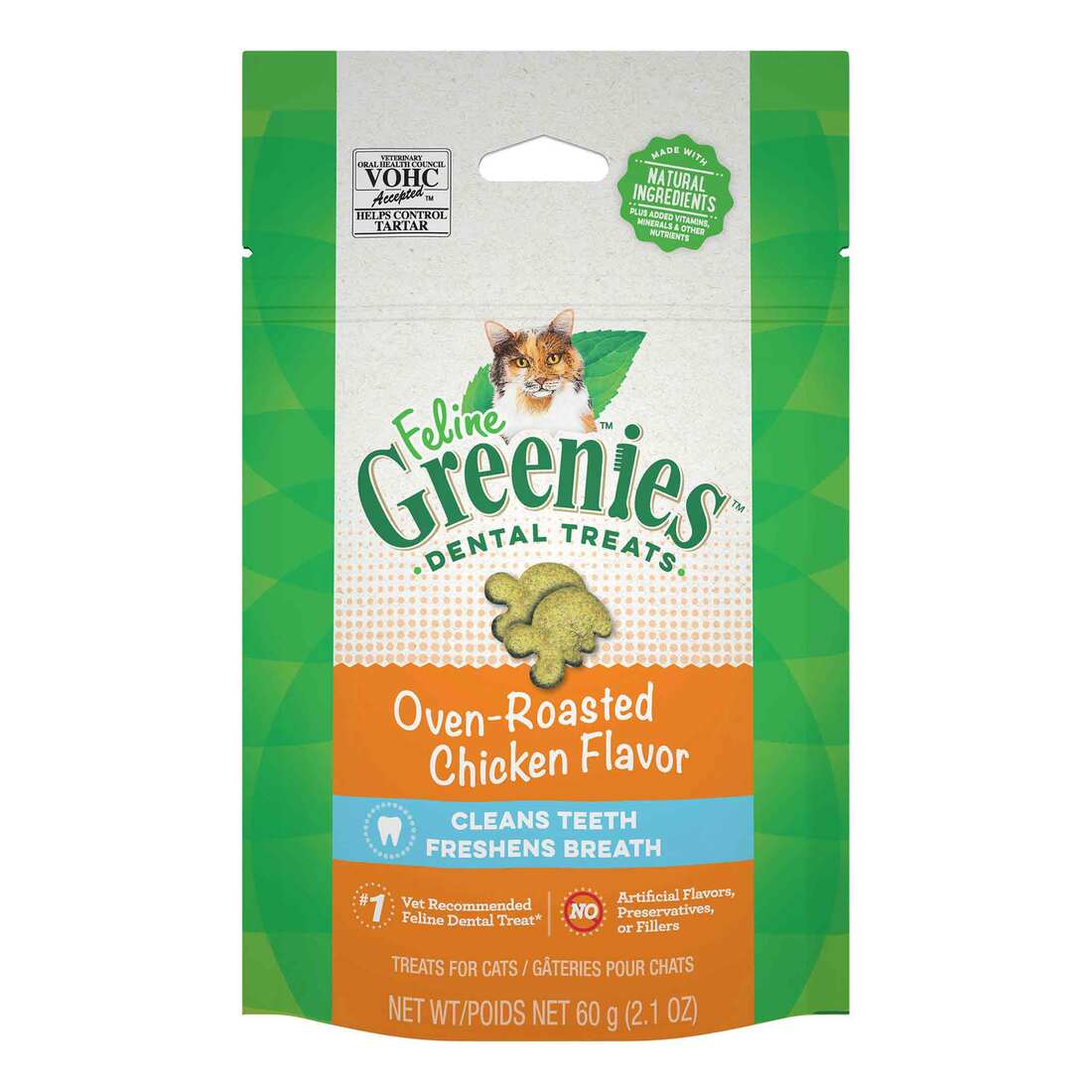 FELINE GREENIES Adult Natural Dental Care Cat Treats, Oven Roasted Chicken Flavor - Image 2