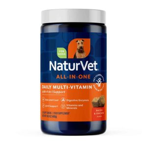 NaturVet Daily Multi-Vitamin All-In-One Supplements for Dogs, Bacon and Chicken Flavor, 120 Count