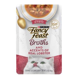 Purina Fancy Feast Lickable Wet Cat Food Broth Topper, Seafood Bisque