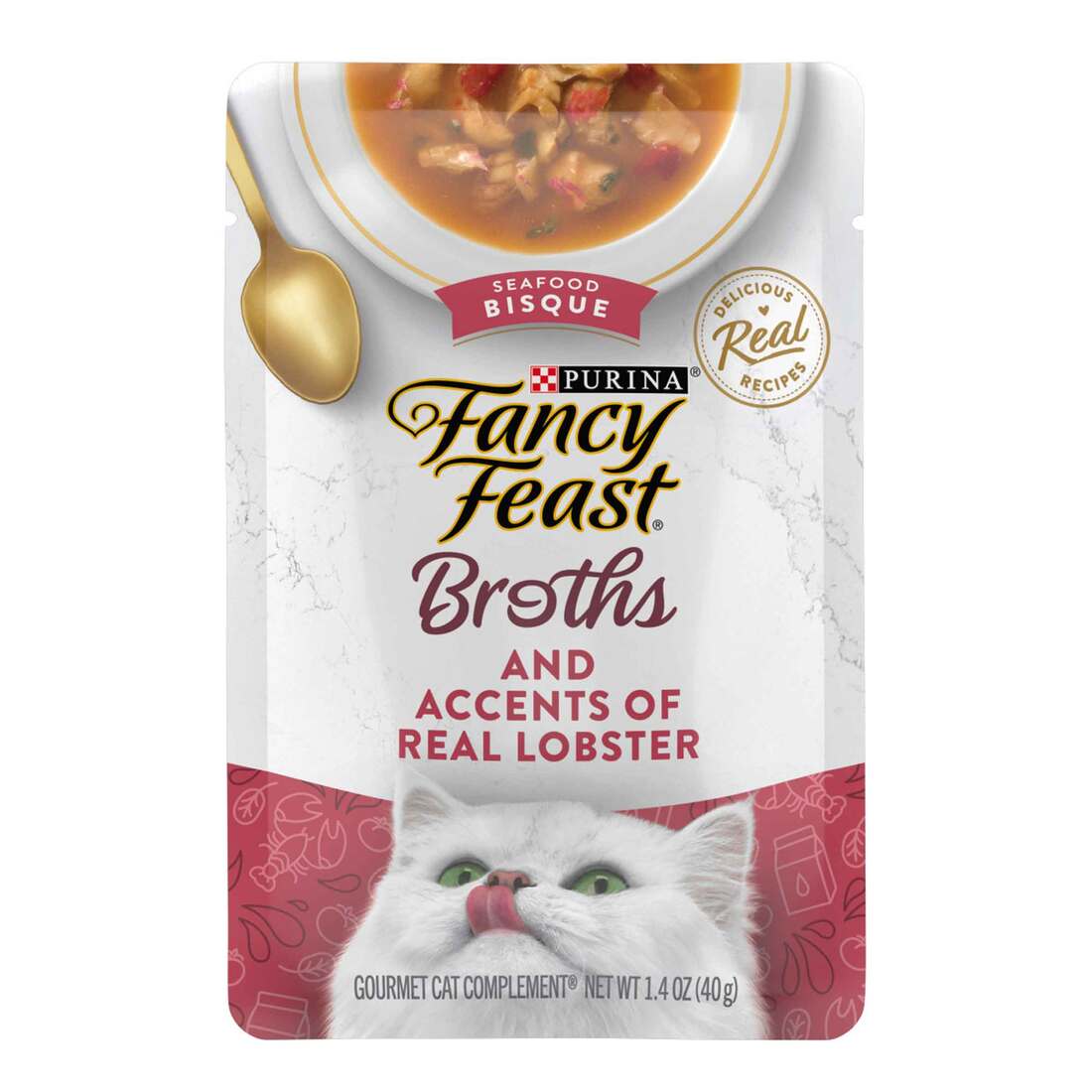 Purina Fancy Feast Lickable Wet Cat Food Broth Topper, Seafood Bisque and Accents of Real Lobster -