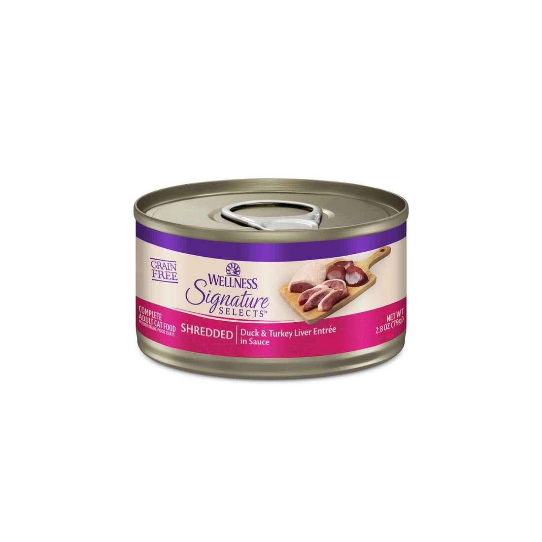 Wellness CORE Signature Selects Shredded Adult Grain Free Wet Cat Food, Duck & Turkey Liver, 2.8 Oun