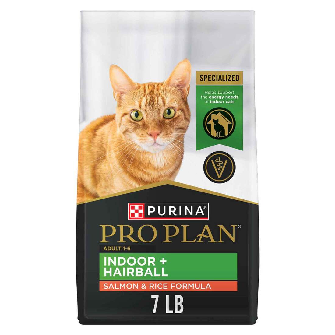 Purina Pro Plan Indoor + Hairball Adult Dry Cat Food, Salmon and Rice Formula - 7 Pound Bag