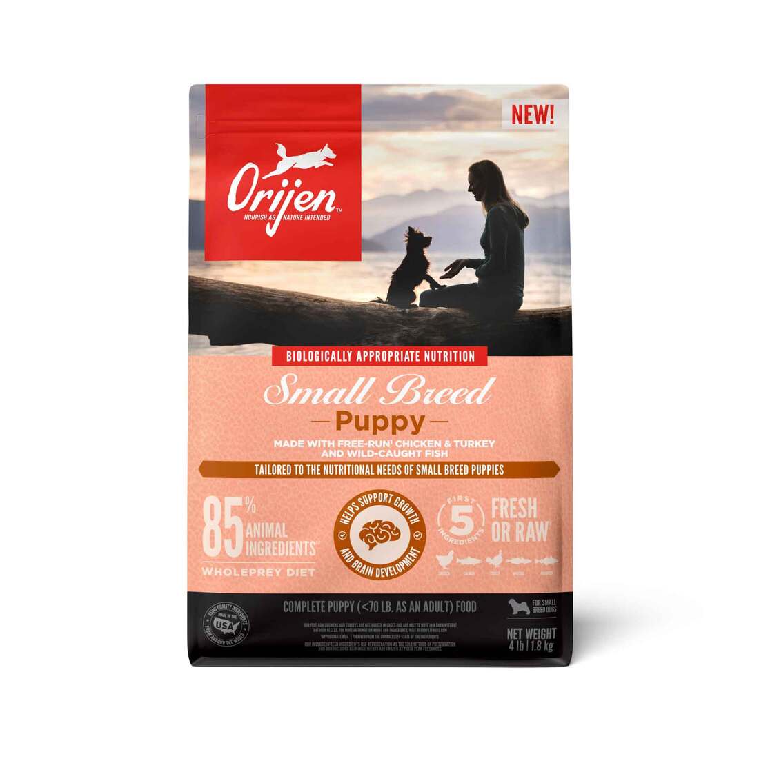 ORIJEN Dog Food Small Breed Puppy Dry Dog Food, Chicken, Turkey, 4 Pounds