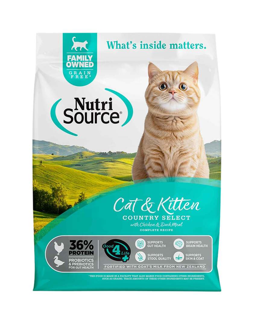 NutriSource Country Select Grain-Free Dry Cat/Kitten Food, Chicken/Duck Meal, 12 Pounds