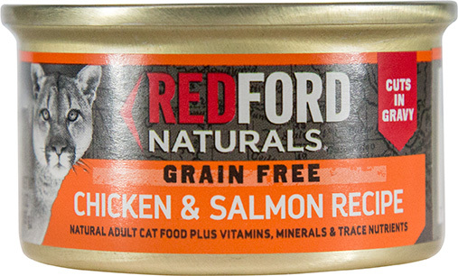 Redford Naturals Natural Wet Cat Food, Adult Grain Free Chicken & Salmon Recipe Cuts in Gravy, 3 Oun