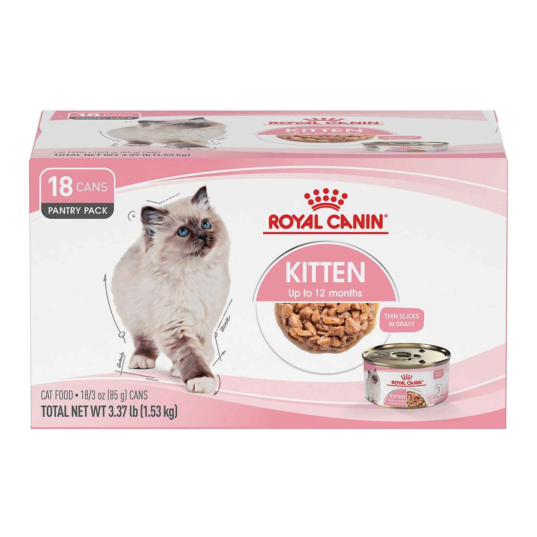 Royal Canin? Feline Health Nutrition? Kitten Thin Slices In Gravy Wet Cat Food, 3 Ounces, 18-Pack