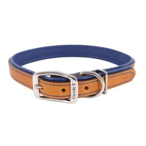 Circle T® Layered Fashion Leather Dog Collar, Tan & Navy