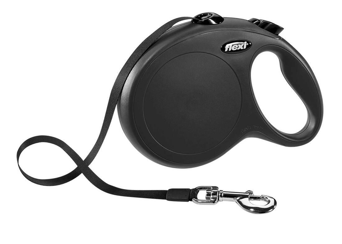 Flexi New Classic Retractable Leash, Large, Tape, 26 Feet, Black
