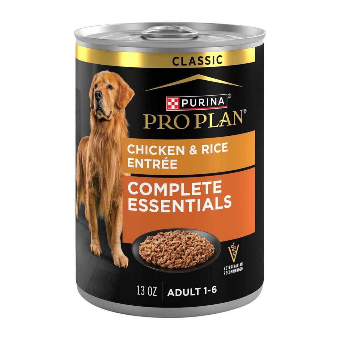 Purina Pro Plan Complete Essentials Classic Pate Dog Food, Chicken and Rice Entrée - 13 Ounce Can