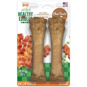 Nylabone Healthy Edibles All-Natural Long Lasting Bacon Flavor Chew Treats, X-Large/Souper, 2 Count
