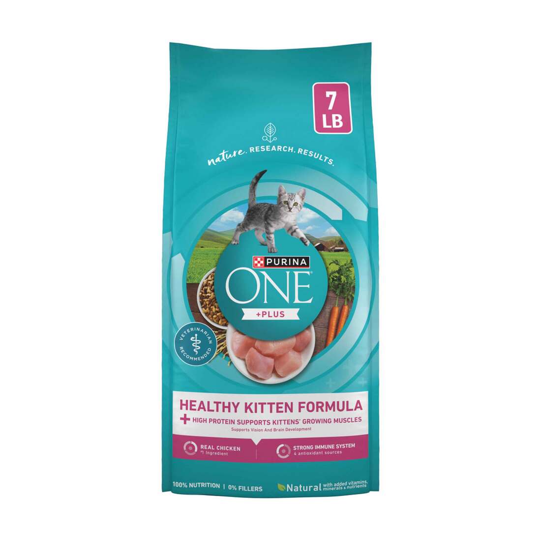 Purina ONE High Protein, Natural Dry Kitten Food, +Plus Healthy Kitten Formula - 7 Pound Bag