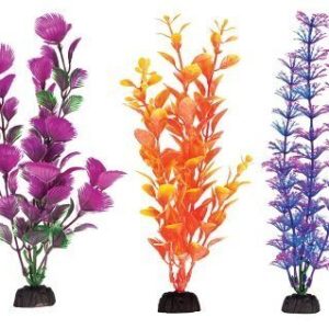 Penn Plax 8 Inch Colorful Aquarium Plastic Plants, 3 Count