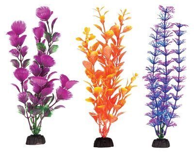 Penn Plax 8 Inch Colorful Aquarium Plastic Plants, 3 Count