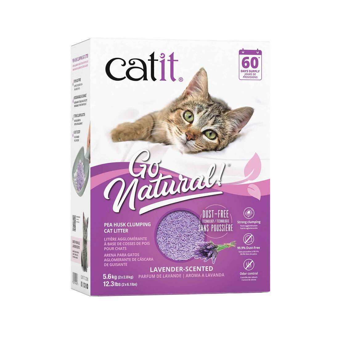 Catit Pea Husk Clumping Cat Litter Lavender-Scented, 12.3 Pounds