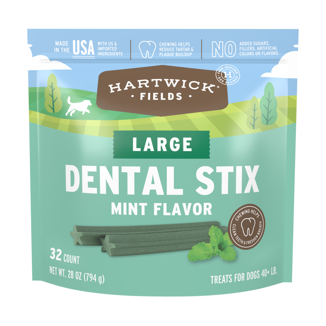 Hartwick Fields Dental Stix, Mint Flavor, Large