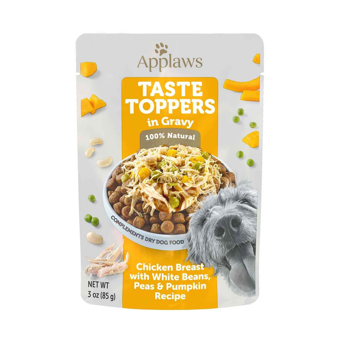 Applaws Dog Pouch, Chicken Breast with White Beans, Peas & Pumpkin in Gravy, 3 Ounces