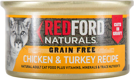 Redford Naturals Natural Wet Cat Food, Adult Grain Free Chicken & Turkey Recipe Cuts in Gravy, 3 Oun