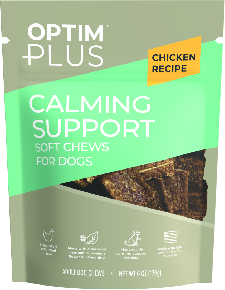 OptimPlus Calming Support, Soft Chews for Dogs, Chicken Recipe, 6 Ounces