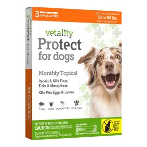 Vetality Protect F&T Topicals for Dogs 33-66 Pounds, 3 Doses