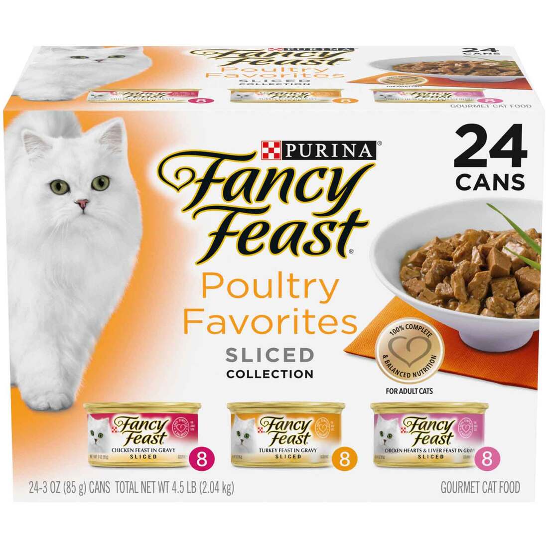 Purina Fancy Feast Sliced Poultry Favorites in Wet Cat Food Gravy Variety Pack - (24) 3 Ounce Cans