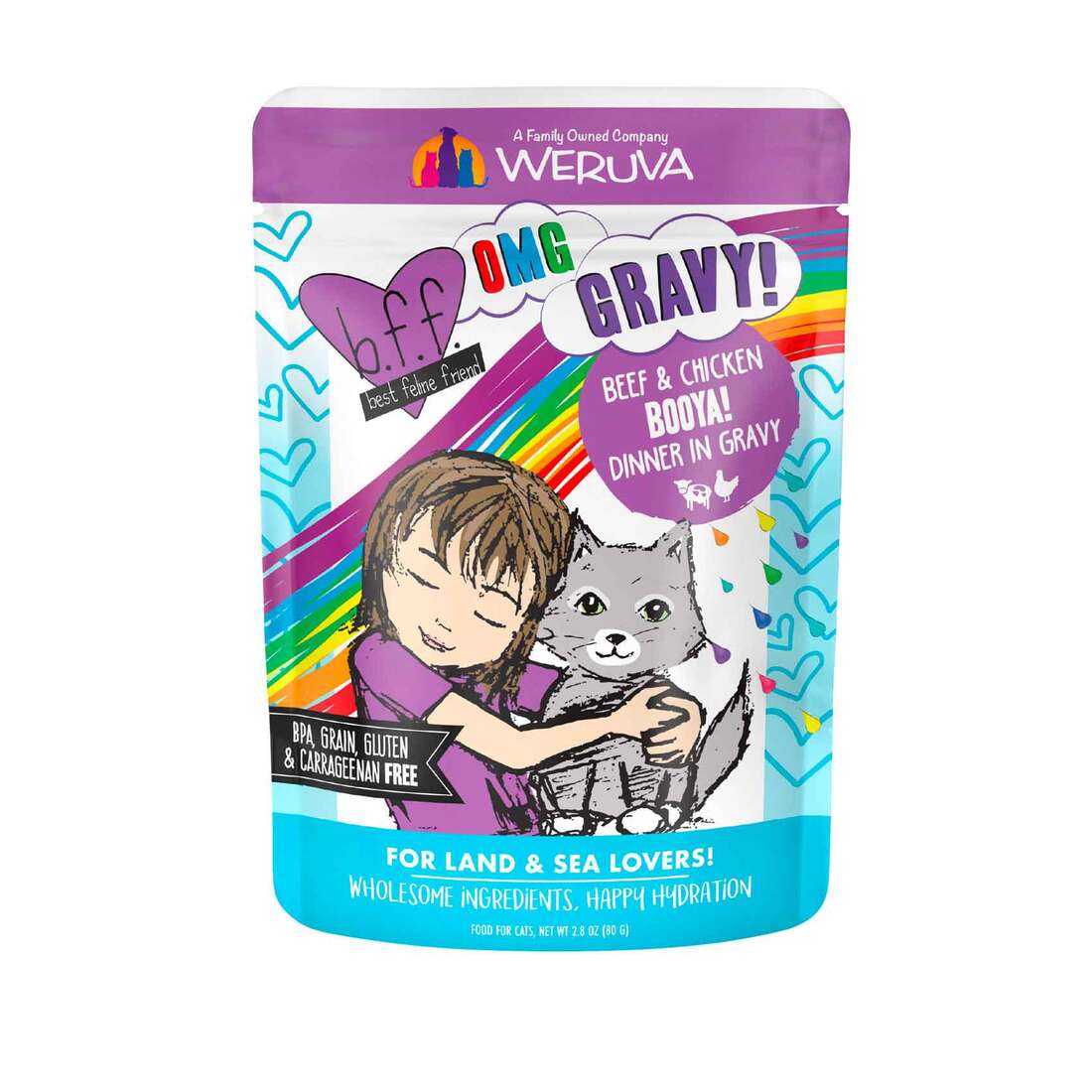 BFF OMG - Best Feline Friend Oh My Gravy!, Booya Beef & Chicken in Gravy Cat Food by Weruva, 2.8 Oun